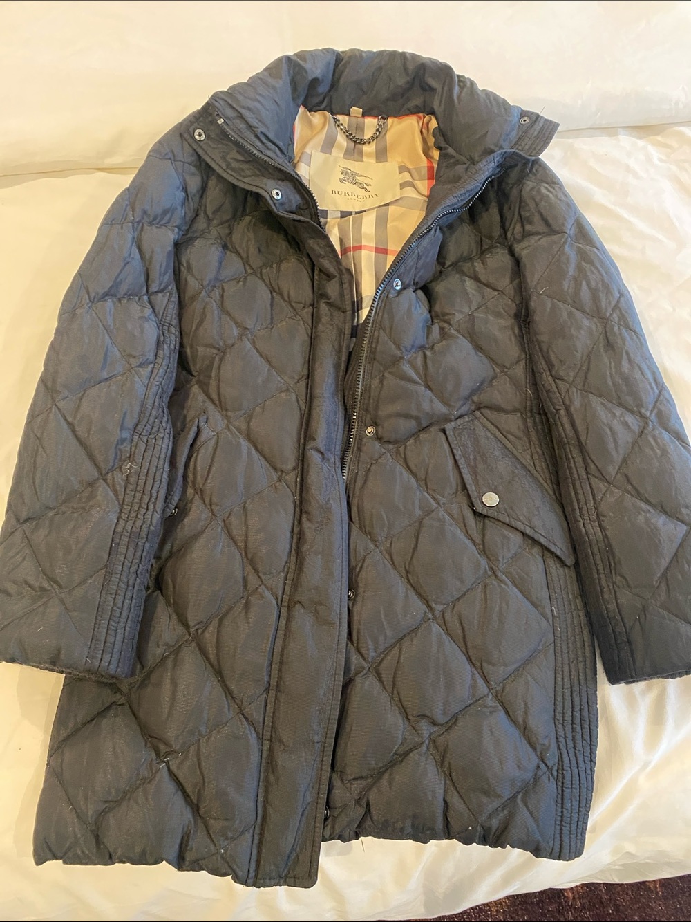 Burberry Black Quilted Diamond-Puffer Coat